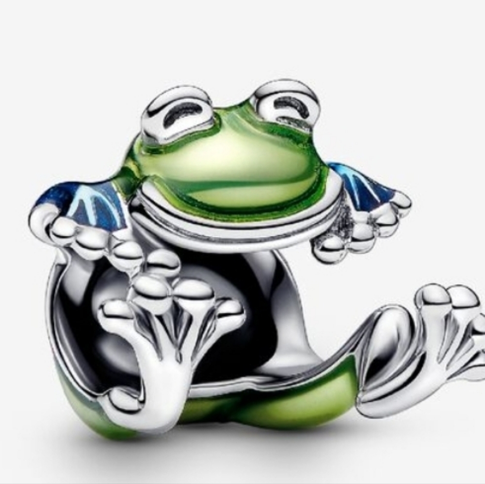 Pandora Green and Silver Frog Bracelet Charm